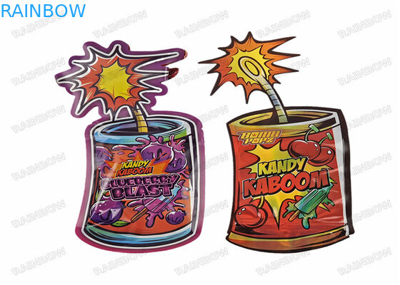 Bolsas de Mylar troqueladas con cremallera de forma especial Irregular holográfica de 3,5g con diseño a prueba de niños de plástico impreso personalizado