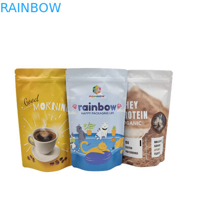 La cremallera comestible del papel de aluminio del envase de plástico se levanta los bolsos para el polvo de la proteína de la galleta del bocado