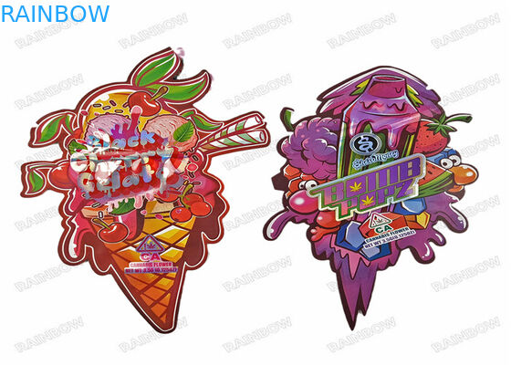 El acondicionamiento de los alimentos de aluminio formado de encargo ológrafo de la suave al tacto 3.5g Mylar empaqueta bolsas cortadas con tintas