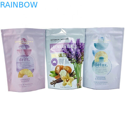 Impresión digital personalizada Etiqueta privada Regalo de spa Sal natural de Epsom Sal de baño Bolsa de embalaje Bolsa Mylar para exfoliante corporal de 250g