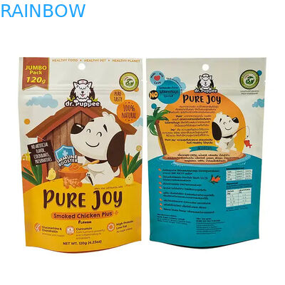 Bolsas de papel kraft sellables térmicamente personalizadas para productos comestibles Bolsas de seguridad con cremallera para bolsas de comida para mascotas