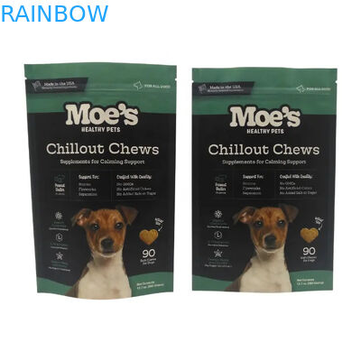 Bolsa de comida para mascotas con cremallera en colores CMYK para el almacenamiento de alimentos para mascotas de larga duración