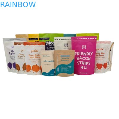 Logotipo personalizado Impreso biodegradable 100% embalaje en bolsas reutilizables bolsas de plástico para levantarse bolsas de plástico con ziplock