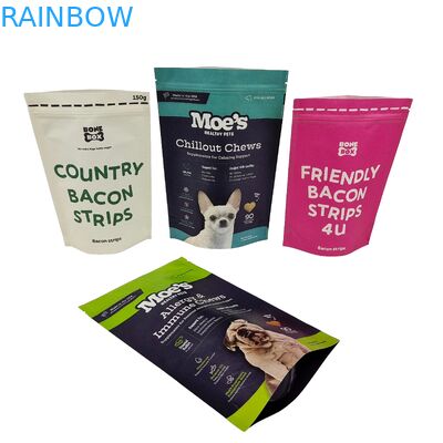 Diseño personalizado de alta calidad Impreso bolsas biodegradables reabribles con cerradura Bolsas de papel Kraft Bolsas de comida para mascotas