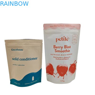 Bolsa de papel kraft de nuevo cierre de venta al por mayor Diseño personalizado Bolsas de pie 100% biodegradables Bolsa de papel de peluche con bolsas de cerradura con cremallera