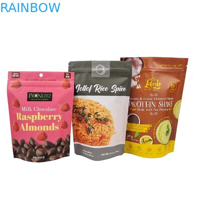 Laminado Bolsa de alta calidad para alimentos Bolsa Mylar Custom Stand Up Ziplock Snack Bolsa con cremallera Embalaje