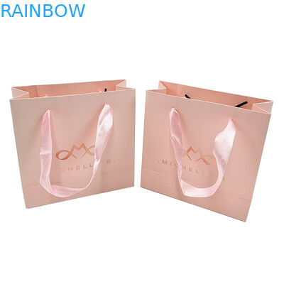 Impresión personalizada Logotipo Elegante Blanco Negro Bolsas de papel regalo Ropa de lujo Bolsa de compras de papel boutique con mango de cinta