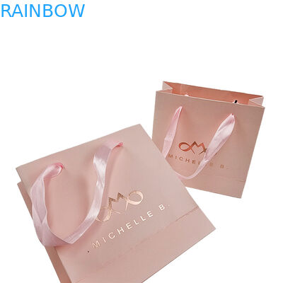 Impresión personalizada Logotipo Elegante Blanco Negro Bolsas de papel regalo Ropa de lujo Bolsa de compras de papel boutique con mango de cinta