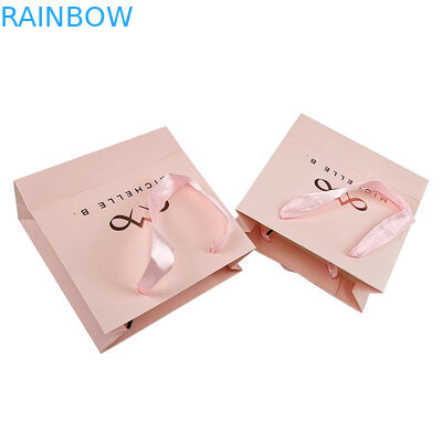 Impresión personalizada Logotipo Elegante Blanco Negro Bolsas de papel regalo Ropa de lujo Bolsa de compras de papel boutique con mango de cinta