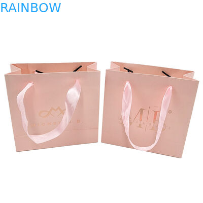 Impresión personalizada Logotipo Elegante Blanco Negro Bolsas de papel regalo Ropa de lujo Bolsa de compras de papel boutique con mango de cinta