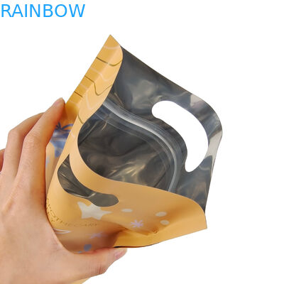 Bolsa de plástico de fondo con llave de cerradura Bolsa de plástico cuadrada Bolsa de fondo plana Embalaje de alimentos Sello lateral Bolsa de alimentos para mascotas con mango