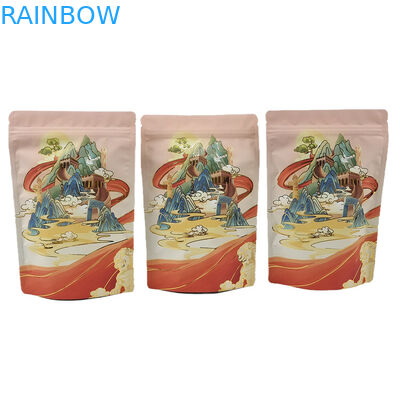 Bolsa de pie personalizada con cremallera para alimentos de aluminio de papel suave toque bolsa Mylar para fruta seca caramelo de merienda