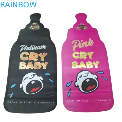 Bolsa impresora a prueba de niños con cierre de cremallera holográfica de corte a presión Bolsa Mylar 3.5g Forma especial Bolsa de embalaje comestible de dulces gomosos