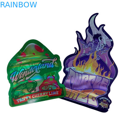 Bolsa de toque suave impresa a medida 3.5g Bolsas Mylar Impresas digitales Holográfico Dibujado Mylar ZiplockBag