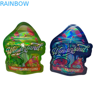 Bolsa de toque suave impresa a medida 3.5g Bolsas Mylar Impresas digitales Holográfico Dibujado Mylar ZiplockBag