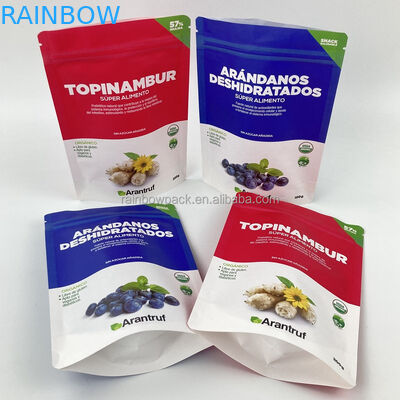 Impresión digital reutilizable biodegradable Eco amigable bolso de pie bolso de papel kraft blanco cerradura con cremallera bolso de cremallera