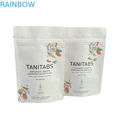 Impresión digital reutilizable biodegradable Eco amigable bolso de pie bolso de papel kraft blanco cerradura con cremallera bolso de cremallera