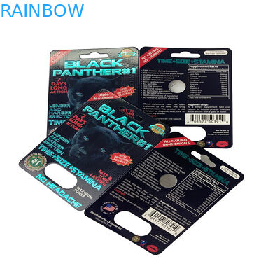 Mercado de EE.UU. píldoras sexuales de papel de blister de tarjeta de embalaje para el rinoceronte 69 / tigre / Black Mamba píldoras