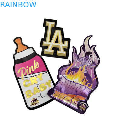 3.5g Embalaje personalizado y Impresión de logotipo especial de forma única Impreso en el interior Holográfico Corte a presión Bolsa Mylar