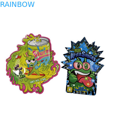 3.5g Embalaje personalizado y Impresión de logotipo especial de forma única Impreso en el interior Holográfico Corte a presión Bolsa Mylar