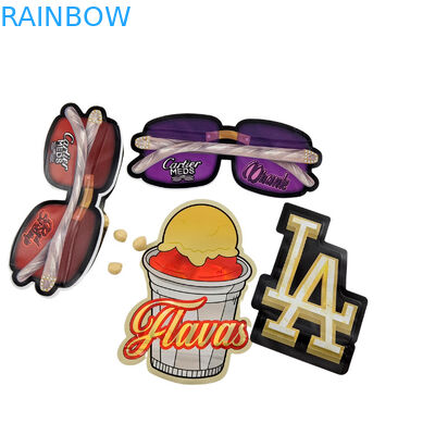 3.5g Embalaje personalizado y Impresión de logotipo especial de forma única Impreso en el interior Holográfico Corte a presión Bolsa Mylar