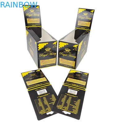¡Vacío! Impresión personalizada de alto nivel de papel de exhibición caja de papel tarjetas de papel superficie negra brillante caja de papel para Royal Honey Packa