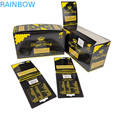 ¡Vacío! Impresión personalizada de alto nivel de papel de exhibición caja de papel tarjetas de papel superficie negra brillante caja de papel para Royal Honey Packa