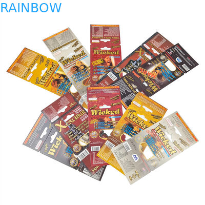 Impresión a medida Venta caliente Mejora de las píldoras de rinoceronte Embalaje para hombres Papel de exhibición de stock Caja de papel Tarjetas