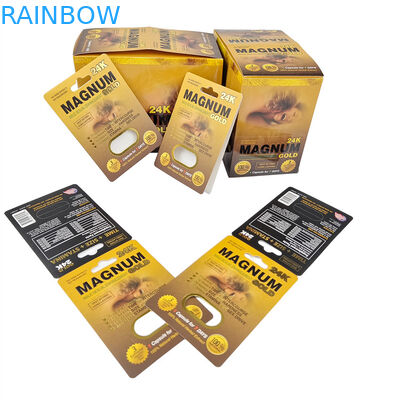 Impresión a medida Venta caliente Mejora de las píldoras de rinoceronte Embalaje para hombres Papel de exhibición de stock Caja de papel Tarjetas