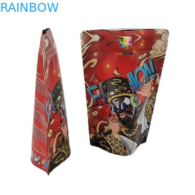 Bolsa de plástico de grado alimenticio con embalaje con ventana delantera transparente, cerradura cuadrada, cierre de cremallera, fondo plano, bolsa Mylar