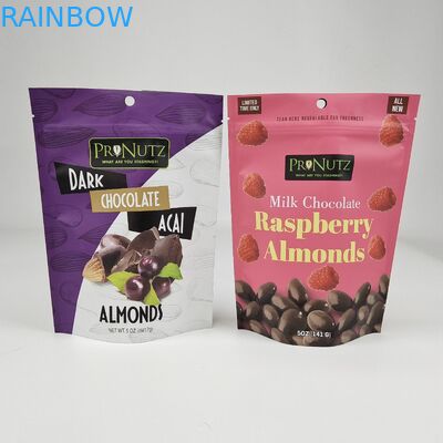 Bolsa de pie personalizada de papel laminado de papel negro de embalaje de alimentos Bolsa de cremallera con ventana clara para carne de res.