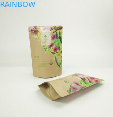 Papel Kraft Eco Amigo Papel Kraft Café Té en Polvo Nueces Alimentos para mascotas Bolsa de embalaje de papel Mylar con cremallera biodegradable