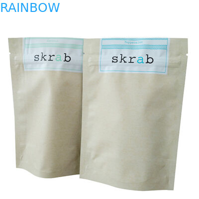 Bolsas de papel plateado de pie con diseño de embalaje Doy para embalajes de exfoliante de cuerpo de café