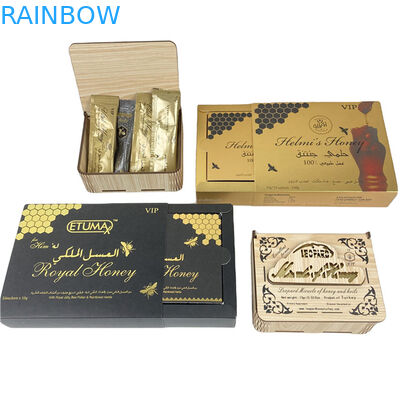 Venta directa de fábrica Bolsas y cajas de miel con logotipo UV personalizado Impresión de lujo de la caja de miel embalaje