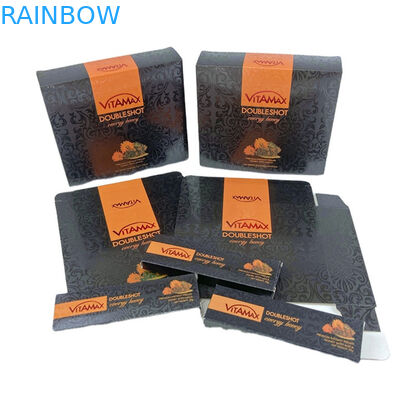 Embalaje de botellas de miel de papel de lujo en cartón Embalaje de caja de miel ondulada elegante en negro