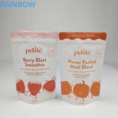 Bolsa de papel Kraft de color blanco marrón reciclable con cremallera de alimentos personalizados Nut de cacahuete Té de dulces Embalaje de galletas Bolsa de pie con logotipo