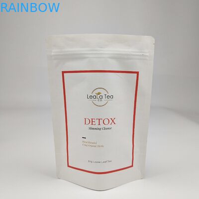 Bolsa de papel Kraft de color blanco marrón reciclable con cremallera de alimentos personalizados Nut de cacahuete Té de dulces Embalaje de galletas Bolsa de pie con logotipo