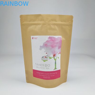 Bolsas de papel artesanal de color marrón blanco Kraft para levantarse Bolsas de embalaje de alimentos Bolsas con cremallera a prueba de olor