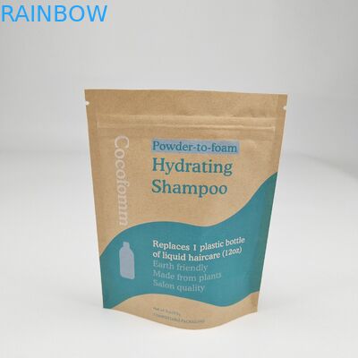 Bolsas de papel artesanal de color marrón blanco Kraft para levantarse Bolsas de embalaje de alimentos Bolsas con cremallera a prueba de olor