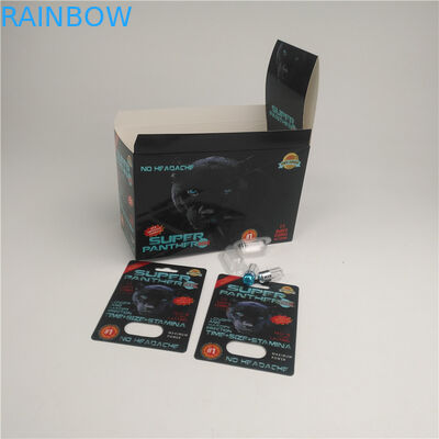 Botellas de medicina de plástico vacío para el refuerzo masculino Rhino 99 pastillas Tarjeta de ampolla con caja de visualización