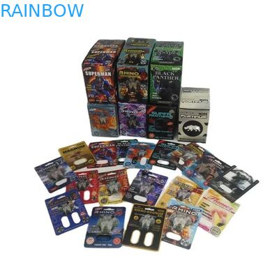 Slide Blister Carton Envasado Píldoras para mejorar el sexo masculino Envasado píldora sexual 3d Envasado