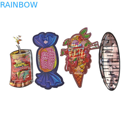 Embalaje con cremallera en forma especial de forma personalizada Toque suave CBD a prueba de niños 3.5g Bolsas de plástico de corte irregulares