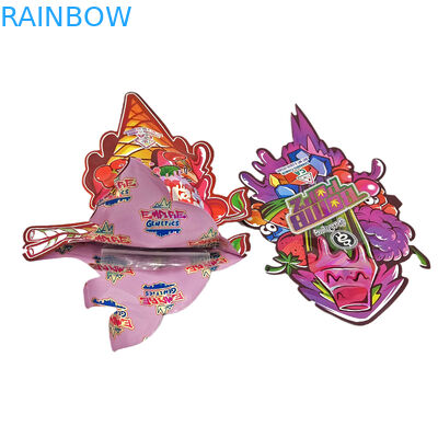 Diseño de plástico personalizado Embalaje de forma especial Impreso con holograma de papel de aluminio Caramelo de prueba de niños Bolsas de corte a presión Mylar