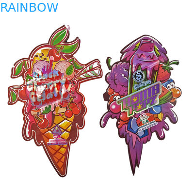 Bolsas de embalaje de forma irregular Bolsas de corte a presión de papel holográfico Bolsas de corte a presión de plástico Mylar de forma especial de 3,5 g Bolsas de corte a presión