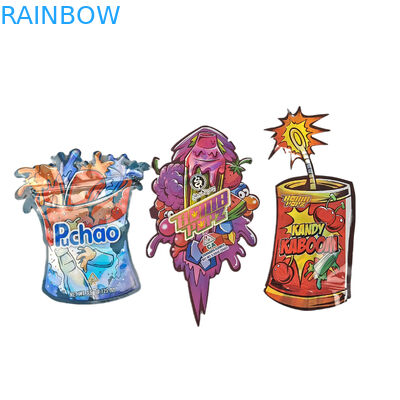 Bolsa de papel de cerradura 3.5g 7g 14g Forma especial Embalaje personalizado Alimentos A prueba de olor Bolsa Mylar de corte a presión