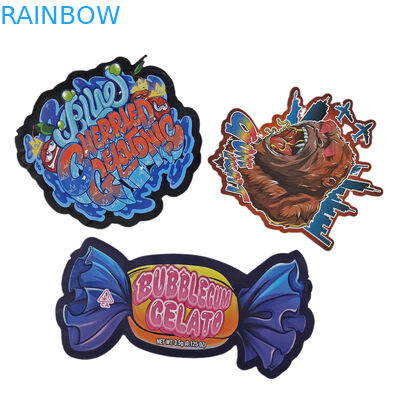 Impresión digital personalizada con corte a presión irregular 3.5g Bolsa de forma especial de alimentos plástico de cerradura envasado Bolsas Mylar