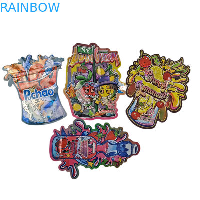 Logotipo personalizado de alta calidad forma especial a prueba de olor cierre de cremallera irregular único corte a presión 3.5g bolsas de Mylar para dulces de galletas