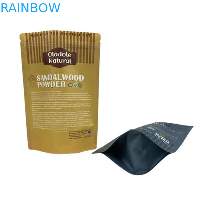 Embalaje de bolsas de papel marrón de Kraft para bocadillos Bolsa de pie Fondo plano con cremallera