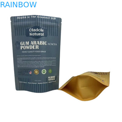 Embalaje de bolsas de papel marrón de Kraft para bocadillos Bolsa de pie Fondo plano con cremallera