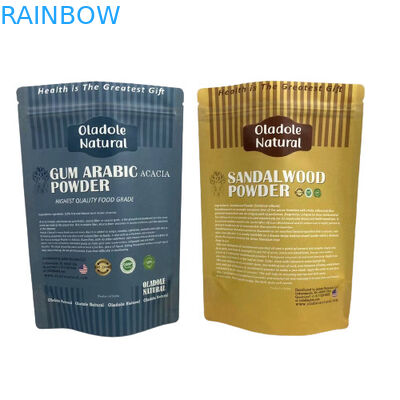 Embalaje de bolsas de papel marrón de Kraft para bocadillos Bolsa de pie Fondo plano con cremallera